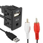 YONGYAO Araba Stereo 3.5mm AUX Soket Kablosu Kadın 2 RCA Erkek Araba Tekne Mot Gömme Montaj USB