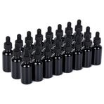 YONKAN 2 oz UV Dayanıklı Damlalık Şişe 24 Paket Siyah Cam Boston Şişeler 60 ml Göz Damlalıklı Siyah Kapaklar, Uçucu Yağlar, Parfüm, Sızdırmaz Seyahat Şişeleri için