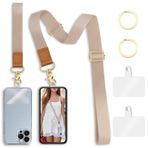 Yonlevres Telefon İpi Crossbody Telefon Kayışı, Bej Cep Telefonu Boyunlukları Boyun Bilekliği Bilek Kayışı, Düz Renk Ayarlanabilir Kordon Tuşları Kılıf Telefon Aksesuarları Seyahat Temelleri