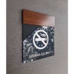 Yönline Wooden Serisi Büyük Boy Sigara İçilmez Uyarı Levhası Haki Renk 20 x 15 cm
