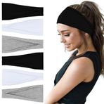 YONUF Kadınlar Için Moda Saç Bantları Geniş Kafa Bandı Yoga Egzersiz Kafa Bantları Saç Aksesuarları Bant Siyah Beyaz Gri 6 Paket