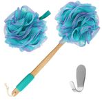 Yoove Kabağı Sırt Yıkayıcı - Bambu Kömür Elyaflı Banyo Süngeri - Erkekler ve Kadınlar için Lufa Vücut Temizleyici - 1 Ahşap Saplı Sünger, 1 Luffa Puf ve Kabak ve Diğer Eşyaları Asmak için 1 Kanca - Yeşil
