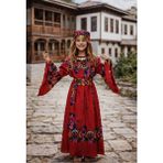 Yöresel Hamavi Çocuk Elbise (Şal ve Kuşak Birlikte) Mezuniyet 23 Nisan Çocuk Kaftan Çoçuk Abiye - Kırmızı - 4 - 5 Yaş