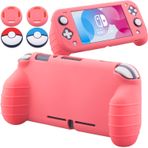 YoRHa Handle Grip yumuşak silikon kauçuk koruyucu kılıf Skin Cover kılıf sap (mercan) x 1 & Thumbstick x 4 Nintendo Switch Lite için [9.2019 Slim Model]