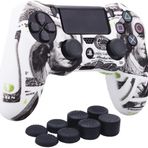 YoRHa Water Transfer Printing Camouflage Silicone Cover Skin Case for Sony PS4/slim/Pro Dualshock 4 Controller x 1(US Dollar) with Pro Thumb Grips x 8