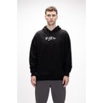 York Siyah Kapüşonlu Oversize Erkek Baskılı Sweatshirt - Siyah