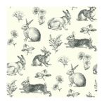 York Wallcoverings Bunny Toile Sprey ve Çubuk Çıkarılabilir Duvar Kağıdı, Siyah/Beyaz