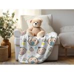 Yorka Desenli Polar Bebek Çocuk Battaniyesi Çok Amaçlı - 75 x 120 cm - Açık Gri