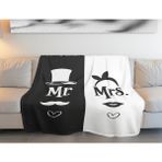 Yorka Sevgililer Günü Mr Mrs Sherpa Battaniye - 150 x 180 cm - Beyaz - Siyah