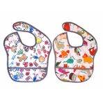 Yorni 2 Adet Ekonomik Set 6-24 Ay Zoo ve Family Desen Sıvı Geçirmeyen Cepli Cırtlı Mama Önlüğü