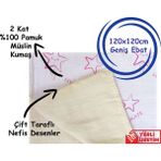 Yorni Çift Kat Çok Amaçlı Bebek Müslin Battaniye, Çift Yönlü, 120X120CM - 120 x 120 cm - Açık Pembe