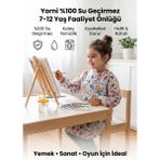 Yorni Family 7-12 Yaş Sıvı Geçirmeyen, Çocuk Aktivite Boyama, Faaliyet, Etkinlik Önlüğü - Beyaz