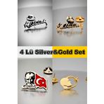 Yörük Tasarım 4 Lü Yaka Rozeti Silver&gold Set
