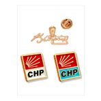 Yörük Tasarım Atatürk & Chp 3 Adet Gold Yaka Rozeti 2chp,1atatürk