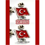 Yörük Tasarım Gümüş Kaplama 2 Adet Türk Bayrağı Yaka Rozeti Şık Metal Aksesuar