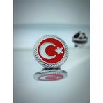 Yörük Tasarım Türk Bayrağı Fasetli Yaka Rozeti Gümüş