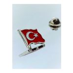 Yörük Tasarım Türk Bayrağı Gümüş Kaplama Mine Boyalı Yaka Rozeti