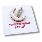 Yörük Tasarım Yeniden Refah Partisi Gümüş Yaka Rozeti Metal Malzeme ile Şık Aksesuar