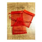 yörük tuhafiye Organze Tül Kese ,50 Adet, Kırmızı (9X12 CM) Kına, Bebek,çerez ,nişan,nikah,kırmızı Model