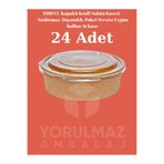 yorulmaz ambalaj 1100 CC Kapaklı Kraft Salata Kasesi – Sızdırmaz, Dayanıklı, Paket Servise Uygun Kullan At Kase (24 A
