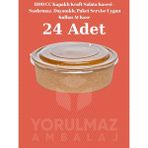 Yorulmaz Ambalaj 1100 cc Kapaklı Kraft Salata Kasesi – Sızdırmaz, Dayanıklı, Paket Servise Uygun Kullan At Kase (24 Adet)