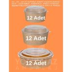 Yorulmaz Ambalaj 550 - 750 - 1100 cc Kapaklı Kraft Salata Kasesi Seti – Sızdırmaz, Dayanıklı, Paket Servise Uygun Kullan At Kase (12’şer Adet 36 Parça)