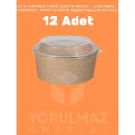 Yorulmaz Ambalaj 550 cc Kapaklı Kraft Salata Kasesi – Sızdırmaz, Dayanıklı, Paket Servise Uygun Kullan At Kase (12 Adet)