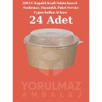 Yorulmaz Ambalaj 550 cc Kapaklı Kraft Salata Kasesi – Sızdırmaz, Dayanıklı, Paket Servise Uygun Kullan At Kase (24 Adet) - 1
