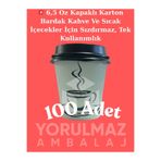 yorulmaz ambalaj 💥 6,5 Oz Kapaklı Karton Bardak 100 Adet – Kahve Ve Sıcak İçecekler İçin Sızdırmaz, Tek Kullanımlık