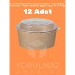 Yorulmaz Ambalaj 750 cc Kapaklı Kraft Salata Kasesi – Sızdırmaz, Dayanıklı, Paket Servise Uygun Kullan At Kase (12 Adet)