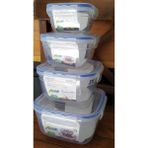 Yorulmaz Ambalaj Asude / 4'lü Kare Sızdırmaz Saklama Kabı Seti Avantajlı Paket 500-900-1500-2400 ml / ASD073