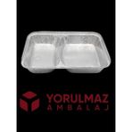 Yorulmaz Ambalaj Tek Kullanımlık 2 Gözlü Kapaklı Alüminyum Yemek Kasesi – 24’lü Paket