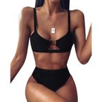Yosemite Seksi kadın leopar yılan baskılı mayo seti, dolgulu sütyen düşük bel bikini takımı, plaj ve tatil için bikini seti, siyah M