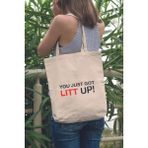 You Just Got Litt Up The Suits Baskılı %100 Pamuklu Ham Bez Bej Çanta