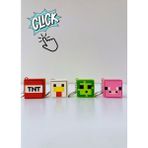 You Toys Clicker Minecraft Anahtarlık ve Oyuncak | 4 Adet Tıklama Sesli Stres Atıcı Tavuk,slime Oyuncak - Standart