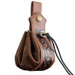 yougeetu Steampunk Çanta - Viking Tarzı Ortaçağ Kılıfı - Deri Bozuk Para Çantası Retro Bel Çantası Zar Çantası (kahverengi)