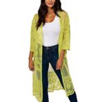 YouKD Kadın Dantel Hırka Transparan Elbise Boho Uzun Kimono Plaj Mayo Pareo Elbiseler, B Sarı Yeşil, Tek beden