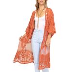 YouKD Kadın Dantel Hırka Transparan Elbise Boho Uzun Kimono Plaj Mayo Pareo Elbiseler, B Turuncu, One Size