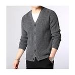 Youknitwear You Maximin Erkek Triko Hırka Düz Desenli Orta Kalınlıkta Slim Fit Tasarım - 3XL - Gri