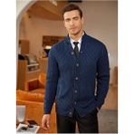 Youknitwear You Youknitwear Erkek Triko Hırka Düz Desenli Slim Fit Uzun Kol Triko Kumaş Mavi - 2XL - Lacivert