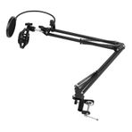 YOUMAXE Ayarlanabilir Katlanabilir Mikrofon Standı Darbeye Dayanıklı Tutuculu Ağır Hizmet Tipi Metal Mikrofon Kol Braketi Stüdyo Kaydı için Ön Cam Pop Filtresi Canlı Video Yayını Çevrimiçi Şarkı Söyle