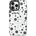 Youngkit iPhone 13 Pro Uyumlu Kılıf Magsafe Özellikli Polka Dot Desenli Youngkit Spots Serisi Kapak Beyaz