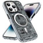 YOUNGKIT IPhone 14 Pro Kılıf, Darbeye Dayanıklı Askeri Sınıf Koruma [Teknoloji Serisi] Yumuşak Tampon Yarı Saydam Mat Sert Arka Kapak iPhone 14 Pro ile Uyumlu Manyetik Kılıf - Siyah