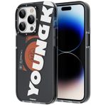 Youngkit iPhone 14 Pro Max Uyumlu Kılıf Magsafe Şarj Özellikli Binfen Serisi Yazı Temalı Siyah