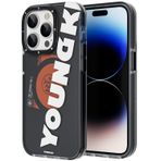 Youngkit iPhone 14 Pro Uyumlu Kılıf Magsafe Şarj Özellikli Binfen Serisi Yazı Temalı Siyah