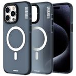 YOUNGKIT iPhone 15 Pro Max Kılıf için Manyetik Kılıf [Mag-Safe ile Uyumlu] Askeri Darbeye Dayanıklı Yarı Saydam Mat Sert Arka Kapak ve Yumuşak Tampon Telefon Kılıfı iPhone 15 ProMax Titanyum