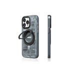 Youngkit iPhone 15 Pro Max Uyumlu Kılıf Magsafe ile Uyumlu Youngkit 360° Standlı Technology Serisi Gri