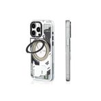 Youngkit iPhone 15 Pro Uyumlu Kılıf Magsafe ile Uyumlu Youngkit 360° Standlı Starship Serisi Kapak Beyaz