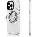 Youngkit iPhone 16 Pro Max Kılıf Magsafe Özellikli 360 Standlı Deri Desenli Tech Leather Serisi Gri