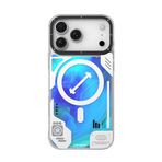 YOUNGKIT iPhone 17 Pro ile uyumlu Kılıf M-safeli Parlak Kumlu Sıvılı Tasarımlı Galaxy Fantasy Serisi Kapak Mavi